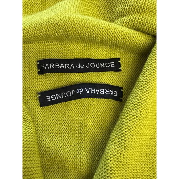 VTG Barbara De Younge Jounge Yellow Green Wool Asymetric Hem Cardigan Sweater OS - Picture 3 of 6